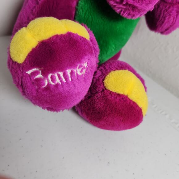 The Lyons Group 1992 Barney  Plush Stuffed Animal Dinosaur Purple Green Yellow - Picture 8 of 8